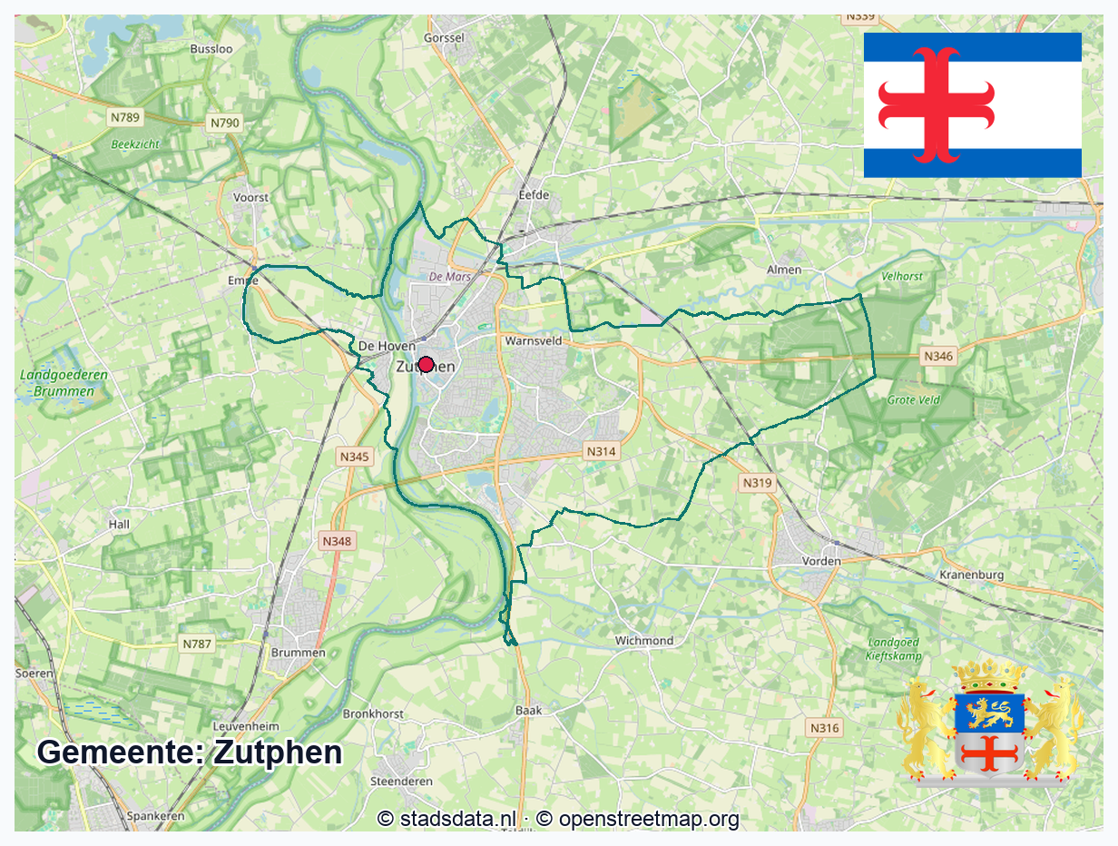 Schematische gemeentegrens Zutphen